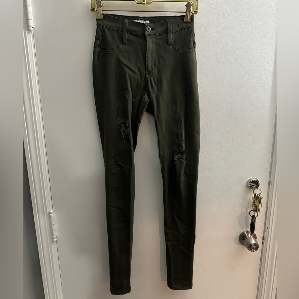 Dark green high rise skinny jeans